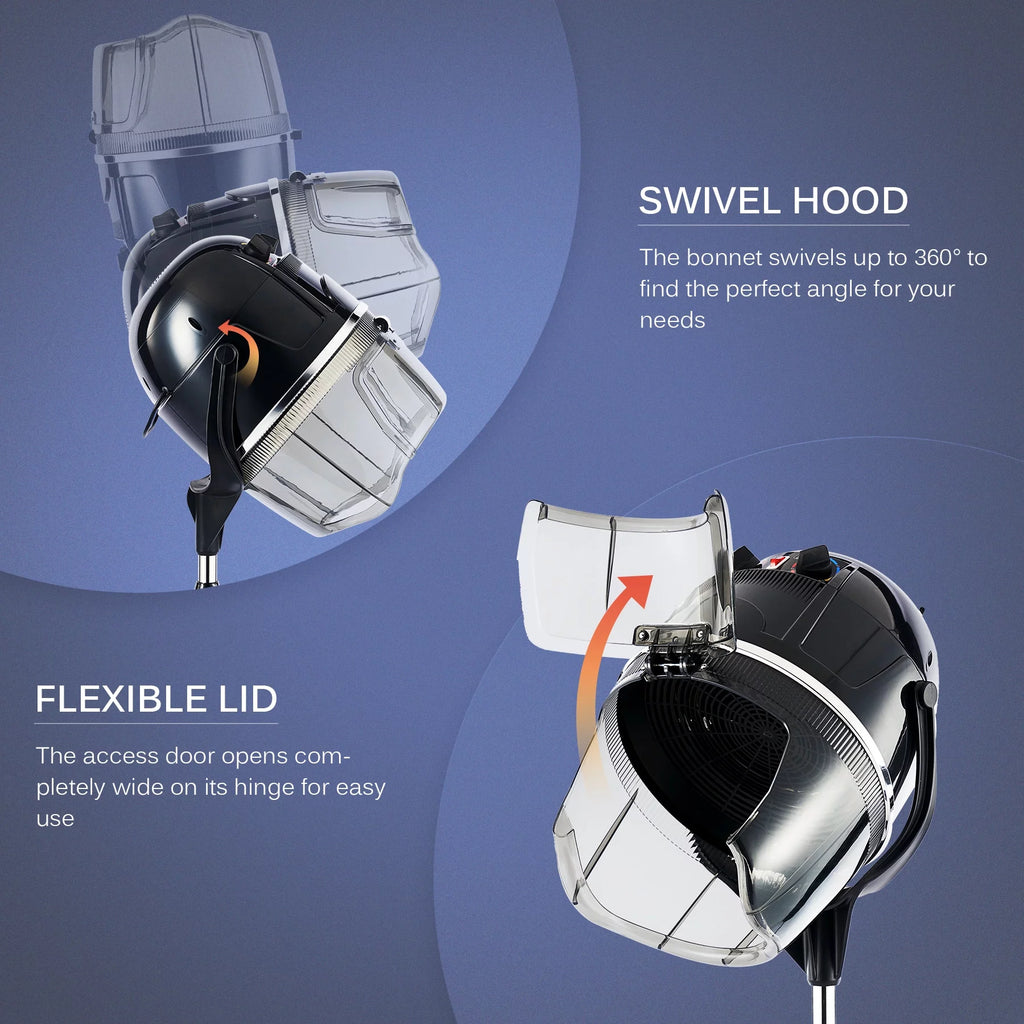 Professional Salon Stand Up Hood Hair Dryer, 1300 Watts, Black N5486