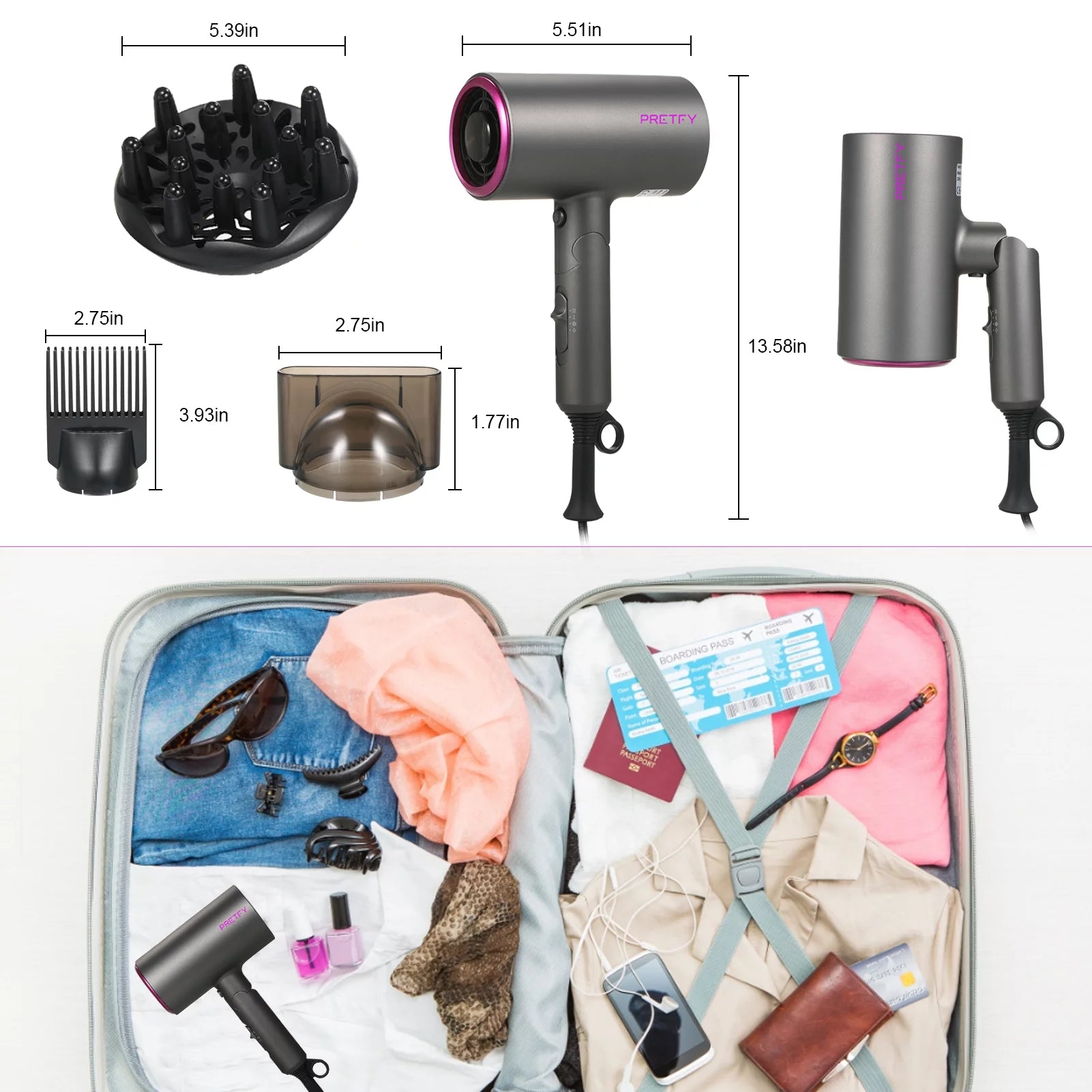 Ionic Hair Dryer 1800W for Fast Drying B30362