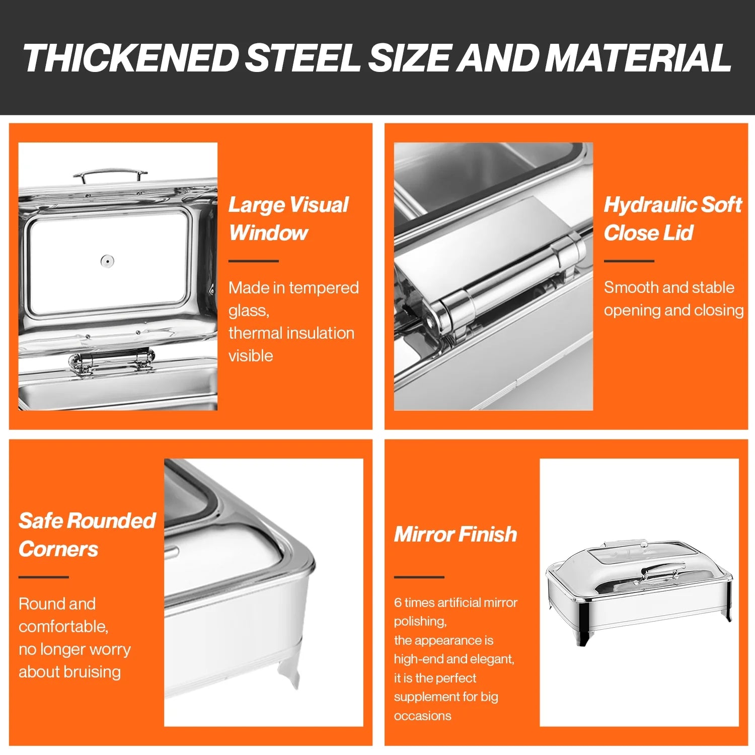 Electric Buffet Server Food Warmer with Glass Window, Adjustable Temp M849136