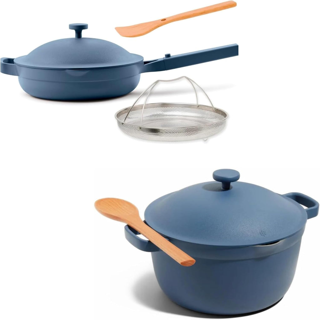 Our Place Home Cook Duo - Always Pan 2.0 & Perfect Pot Bundle | Multi-Functional Cookware Set Replaces 18 Pieces | Blue Salt