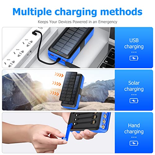 Solar Charger Power Bank 63200mAh Portable Dual Outputs Flashlight K2447