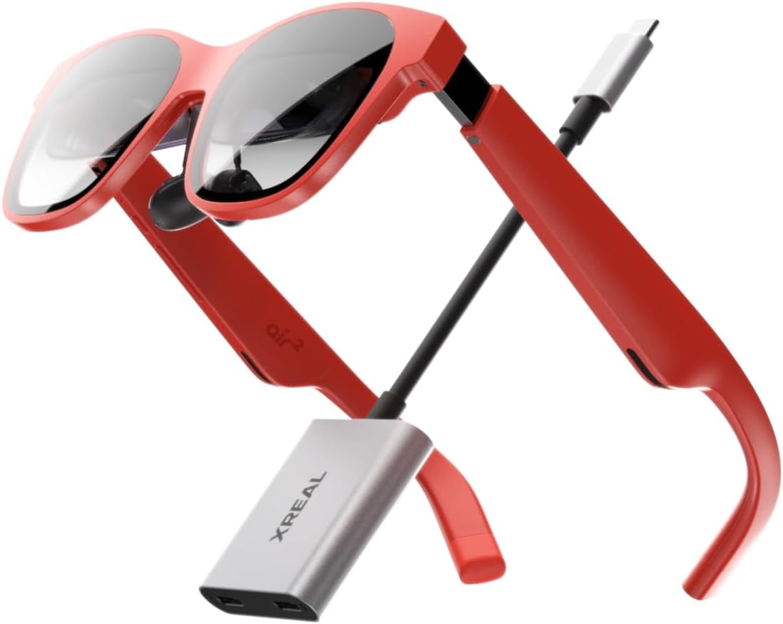 XREAL Air 2 AR Glasses with Hub, 130" Wearable Display with All-Day Comfort, 72g 120Hz 1080P, Ideal for Gaming, Streaming and Working, Smart Glasses, Best TV/Projector/Monitor Alternative