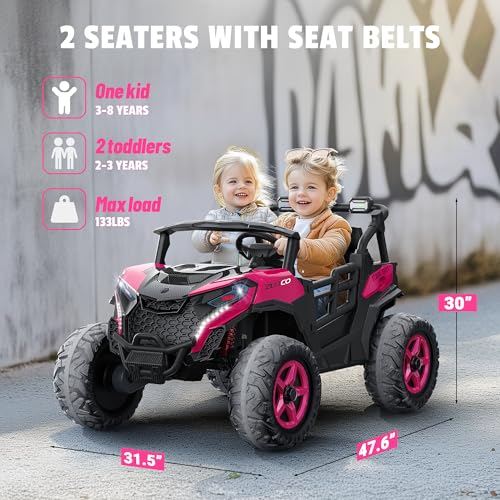 24V 2 Seater Ride on Car Truck, 4WD, Remote Control, Pink C7603