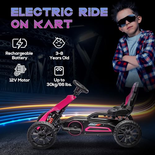 12V Electric Go Kart for Kids, Ride-On Toy with Adjustable Speed W1614