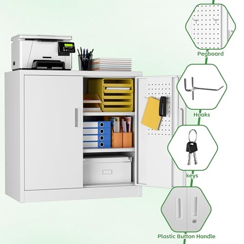 Garage Storage Cabinet with Wheels, 72" H, 2 Doors, 4 Adjustable Shelves, Black R4307