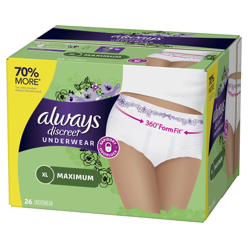 Postpartum Incontinence Underwear for Women, Maximum, XL, 26 Ct O6440