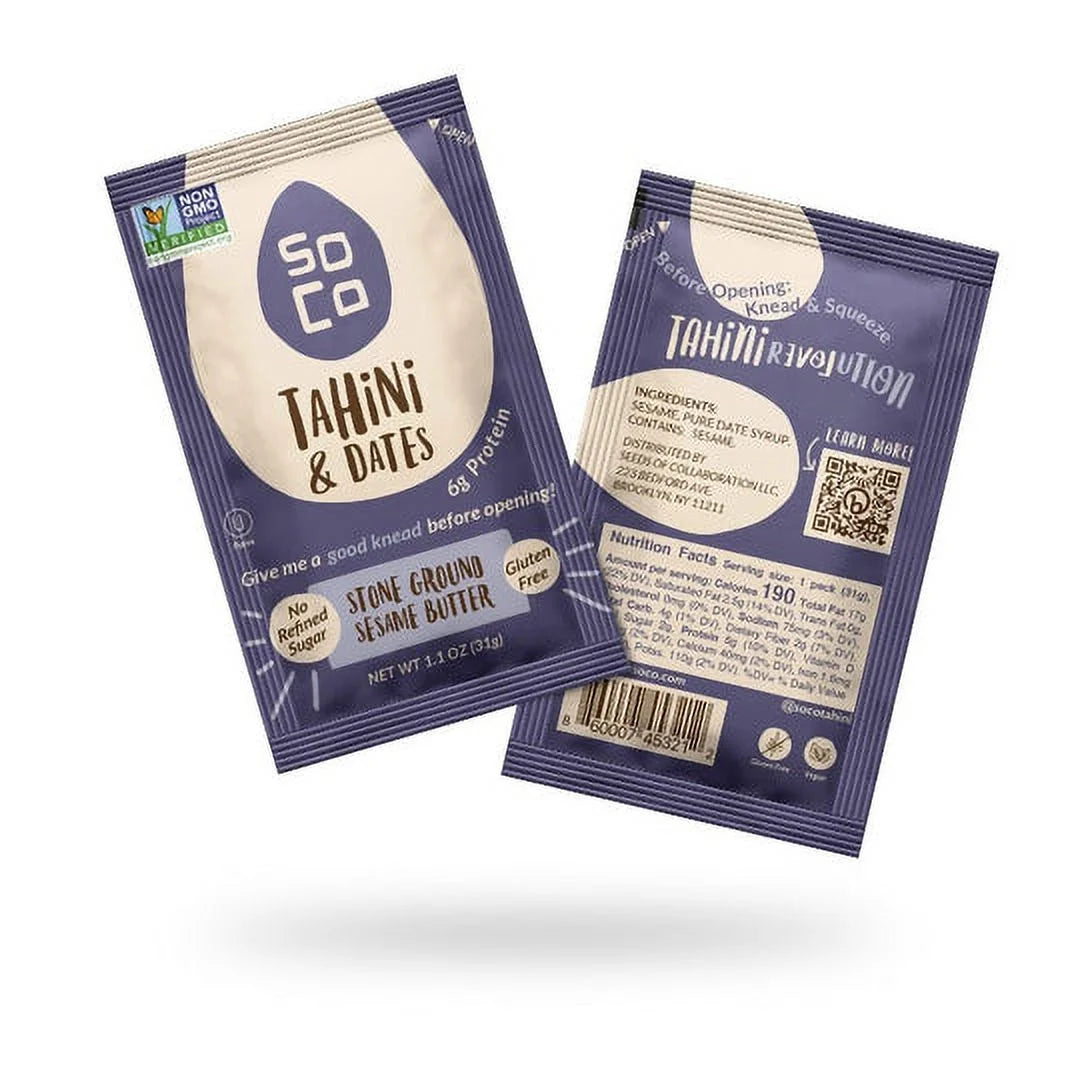 Artisanal Tahini Jars with Tahini & Dates Squeeze Packs, Gluten-Free H88790