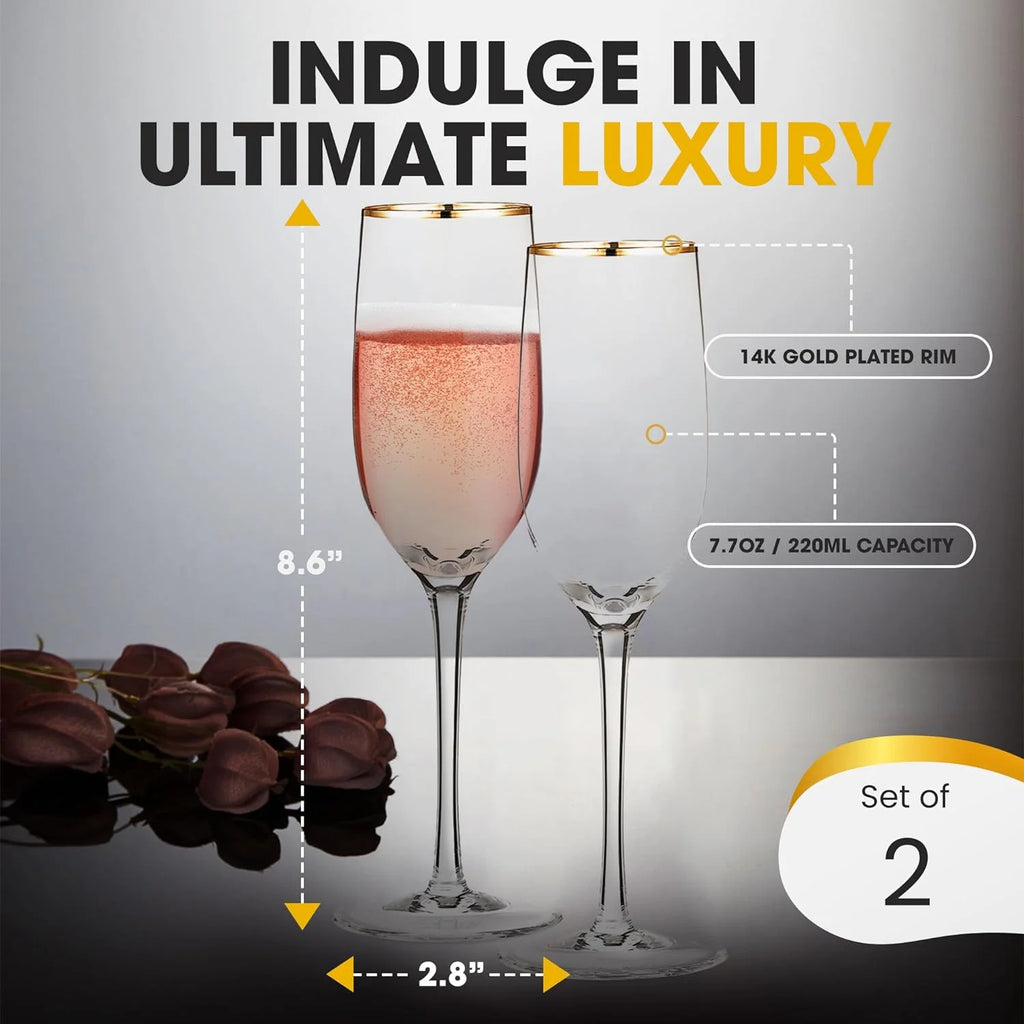 Champagne Flutes with Rim, 7.7 oz, Set of 2 Y55461