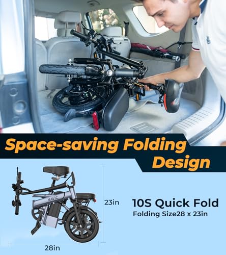 Electric Bike for Adults, 14'' Folding Ebike, 750W Peak, Removable Battery, 22mph, 40 Miles Range A312