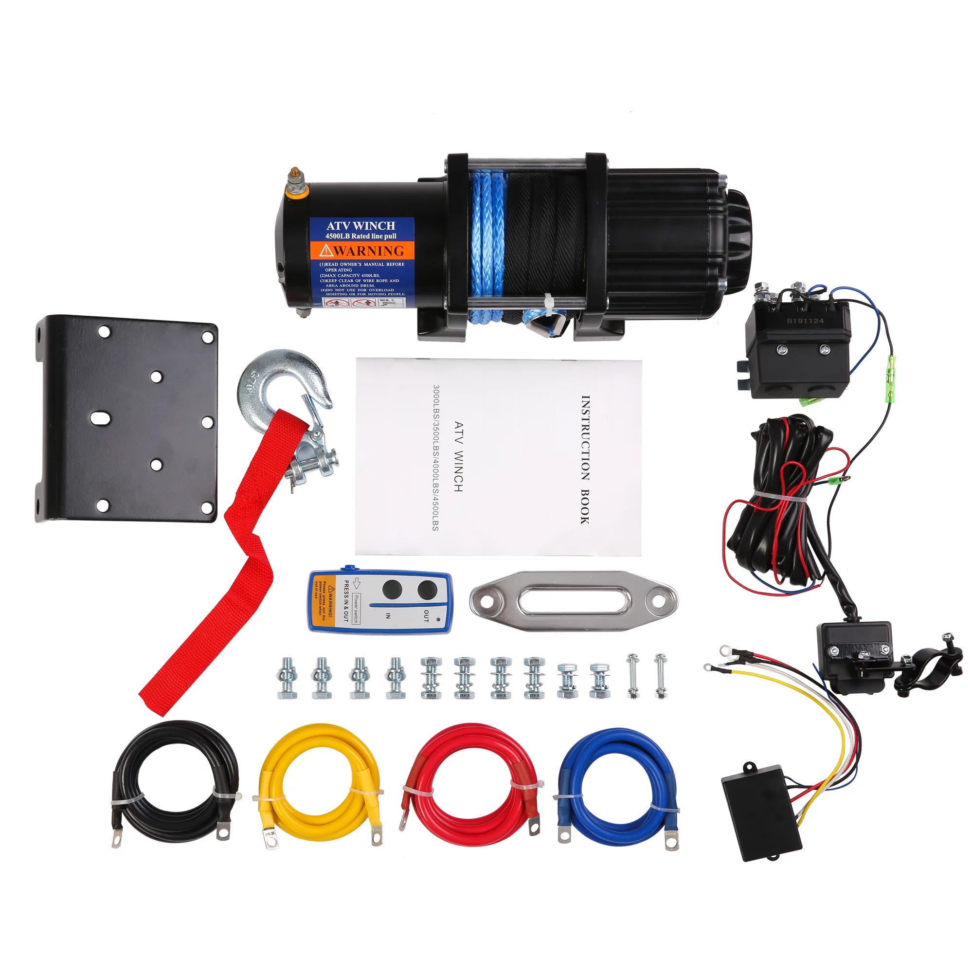 Electric Winch 4500 LBS with 15m Synthetic Rope, 12V DC for Truck ATV SUV Towing M48610