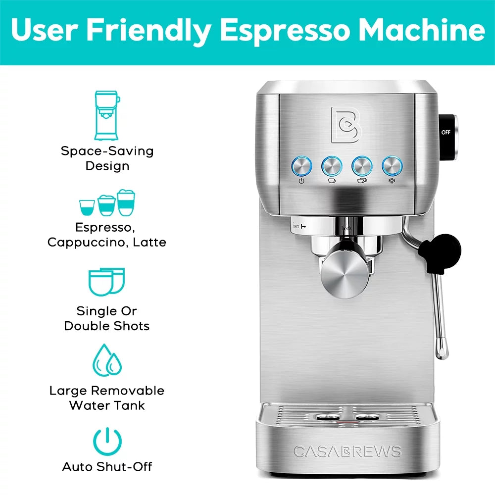 Espresso Machine with Milk Frother, 49 oz Water Tank R869