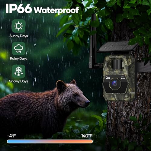 Solar Trail Camera 48MP 30FPS WiFi Bluetooth Game Camera with Night Vision E584