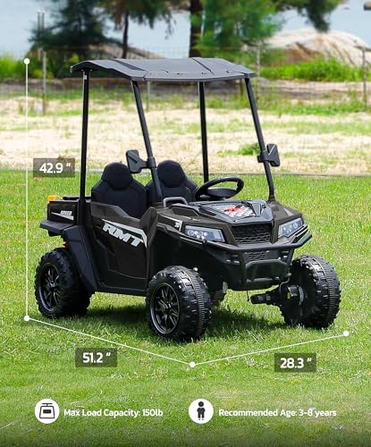 24V Ride on Car 2 Seater with Sun Shade, Dump Bed, 4WD, Pink S782676