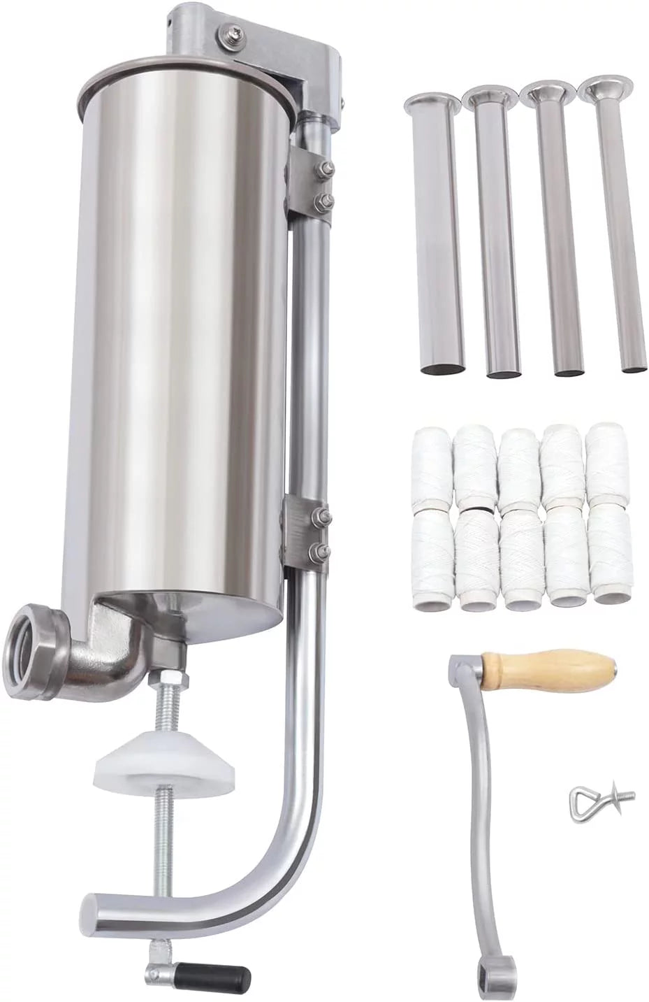 Portable 7lb 3L Manual Sausage Stuffer, 2 Speed Vertical Stainless Steel V304790