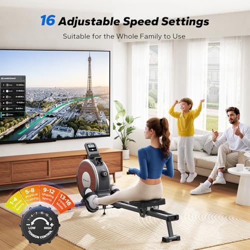 Magnetic Rowing Machine for Home, 16 Levels, Quiet Resistance, 350lbs Capacity Z5255