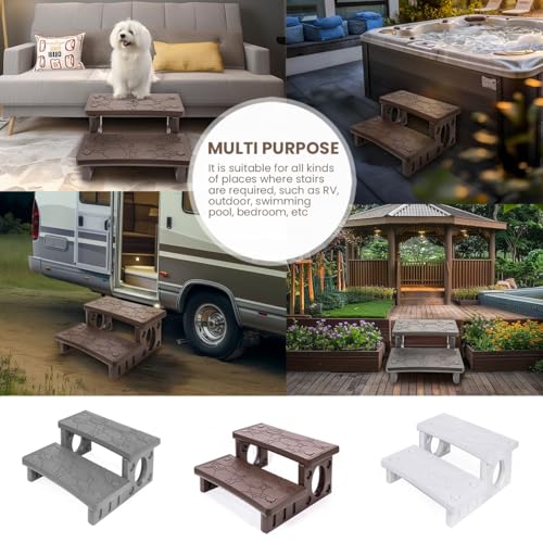 2-Step Spa Hot Tub Pool RV Deck Steps, Lightweight Sided Step K61240