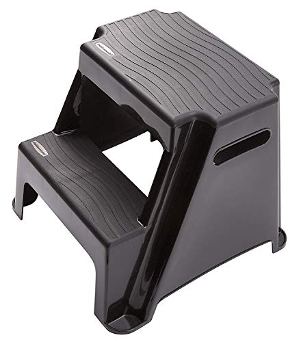 2-Step Molded Plastic Step Stool, Lightweight, Slip Resistant, Black W215