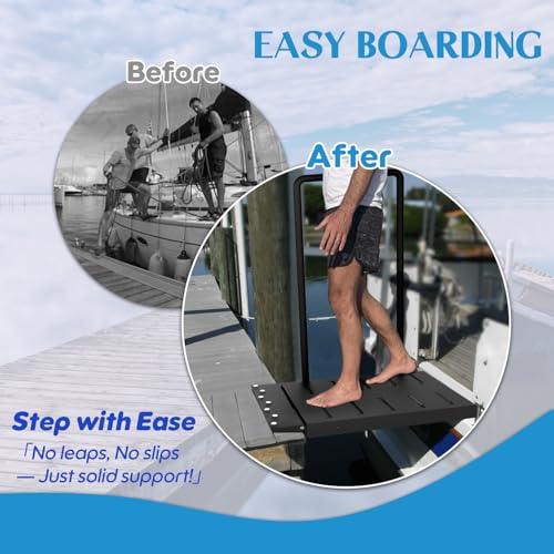 Boat Boarding Platform with Safety Handrail, Powder-Coated, 500Lb Capacity X5650
