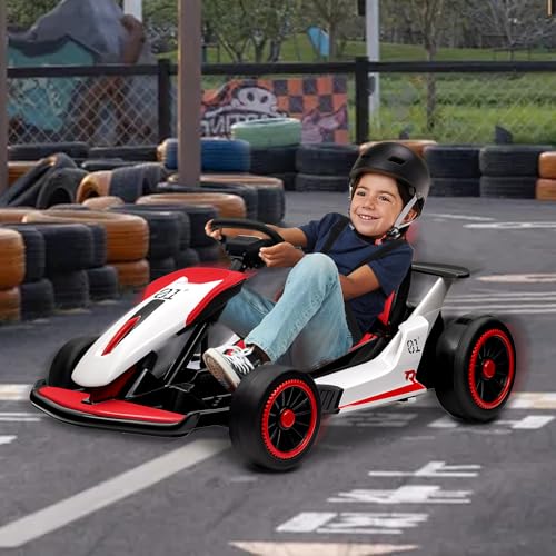Kids Go Kart, 24V Electric Drift Car, 2-Speed Ride On Toy for Boys Girls 6+ V958