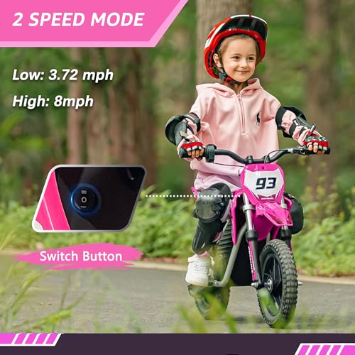 Electric Dirt Bike for Kids Aged 4-8, 350W Brushless Motor, 14'' Off-Road Tires, Blue Y255