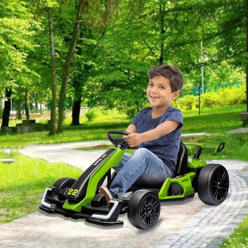 Electric Go Kart for Kids with Drift Function, Adjustable Seat, 8mph Y28704