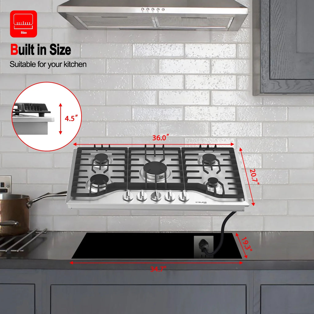 36 in. Convertible Gas Cooktop with 5 Burners V26696