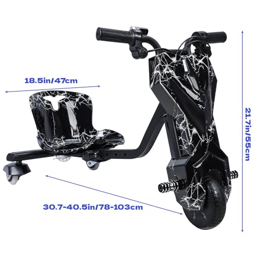 Electric Drift Trike for Kids, Adjustable Seat, 3-Wheel Drift Cart E510