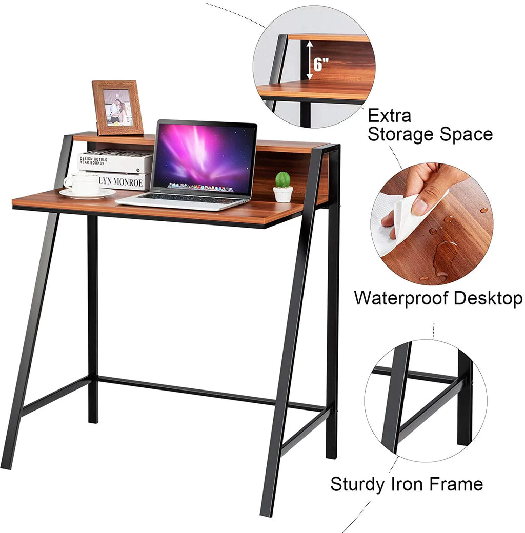 Compact Home Office Desk with Sturdy Frame for Small Spaces F519655