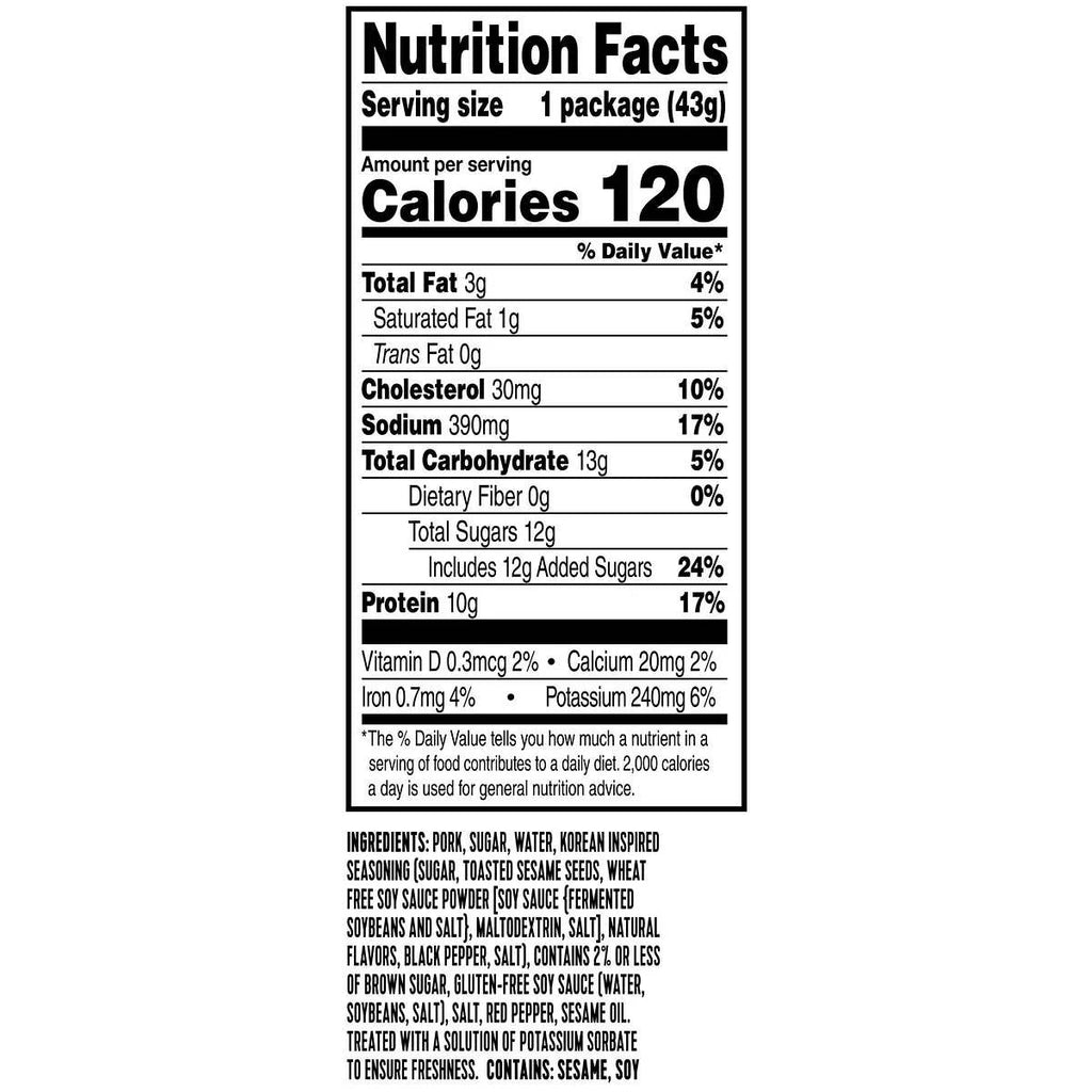 Pork Snack Bites Korean Barbecue, 1.5 oz (12 Count) O2602