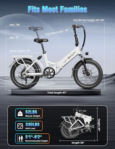 Folding Electric Bike for Adults, 1200W Peak Motor, 28MPH Max Speed, 48V 10AH Removable Battery, 20" Fat Tire M14323