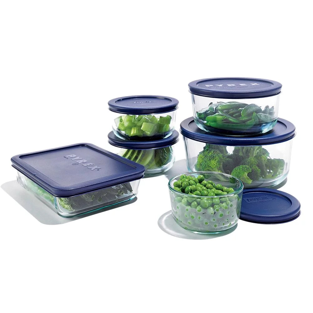 4 Cup Round Storage Dish with Blue Lid, Pack of 4 P88774