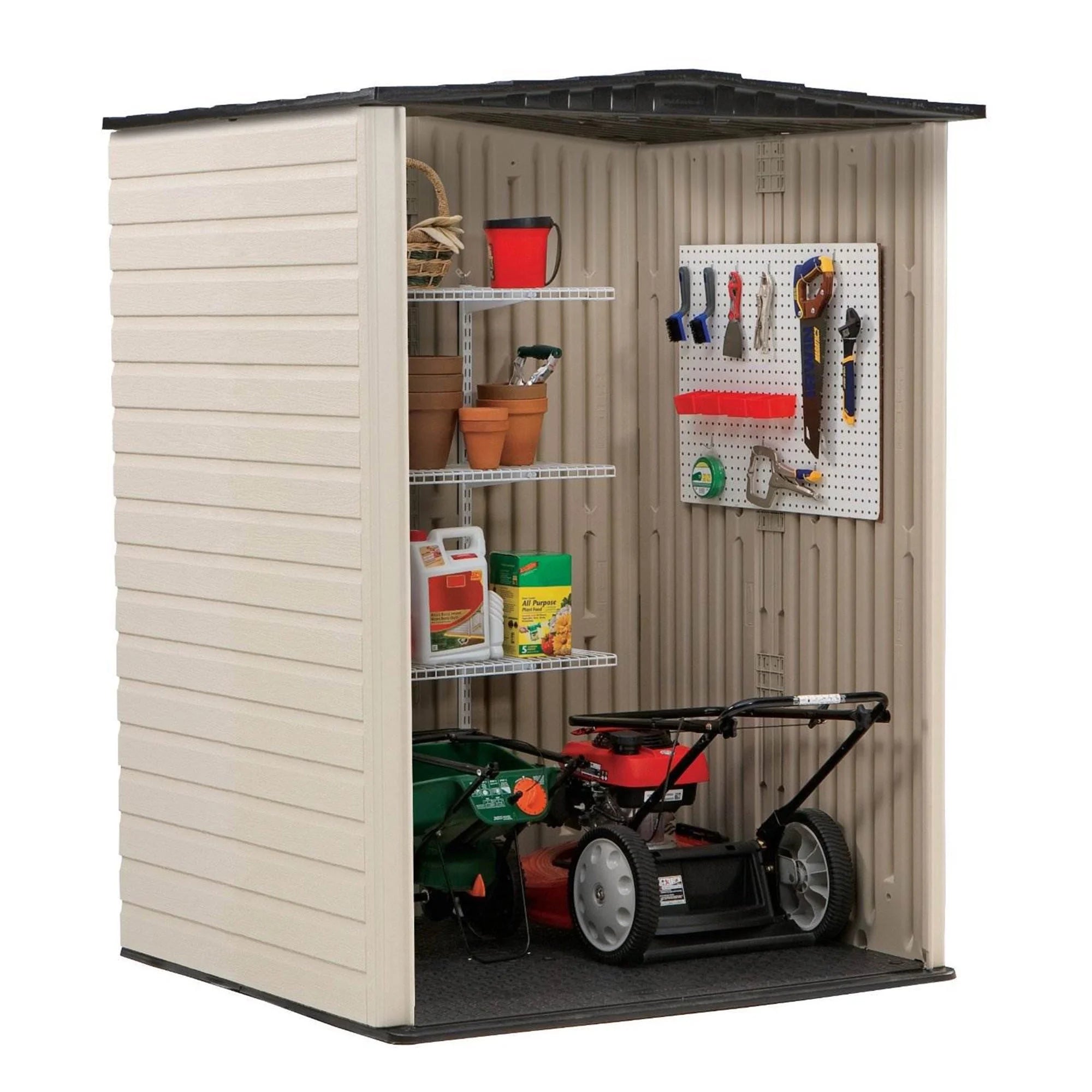 Outdoor Medium Vertical Storage Shed, Resin, Beige L24019