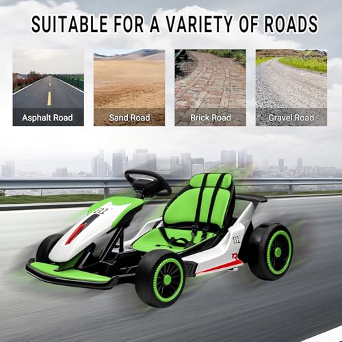Kids Go Kart, 24V Electric Drift Car, 2-Speed Ride On Toy for Boys Girls 6+ V958