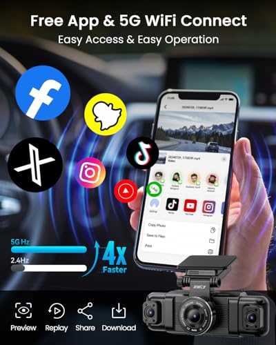 4 Channel Dash Cam 360° View, 1080P Front and Rear Inside, Left Right, Night Vision, 5G WiFi & APP Control S90144