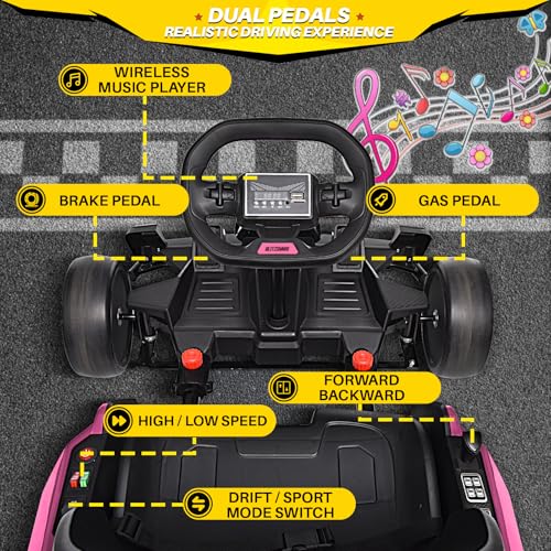 24V Kids Go Kart 300W Electric Drift Kart Outdoor Race Toy with 2X150W Motor, 7AH Battery K12878