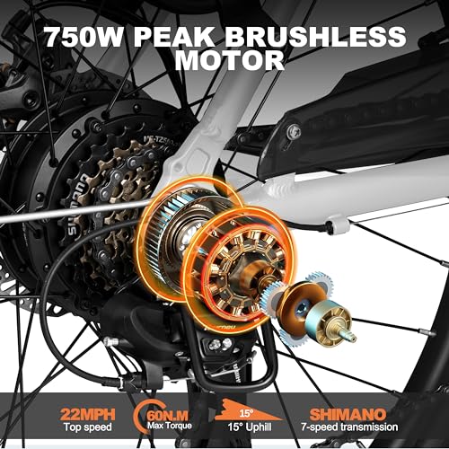 Electric Bike for Adults, 1000W Brushless Motor, Removable Battery, 7-Speed Commuter P8523