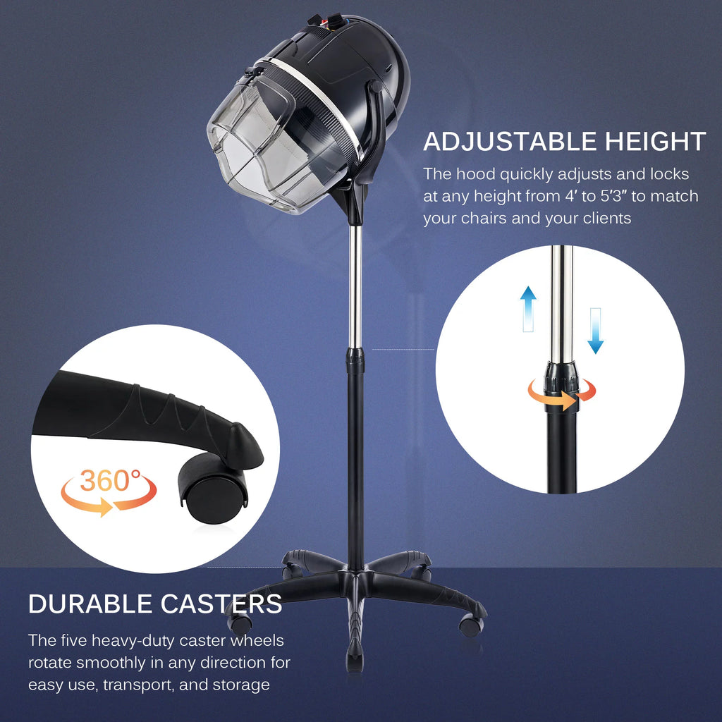 Professional Salon Stand Up Hood Hair Dryer, 1300 Watts, Black N5486