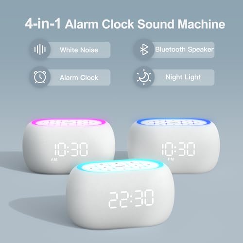White Noise Sound Machine Alarm Clock with Bluetooth Speaker G270