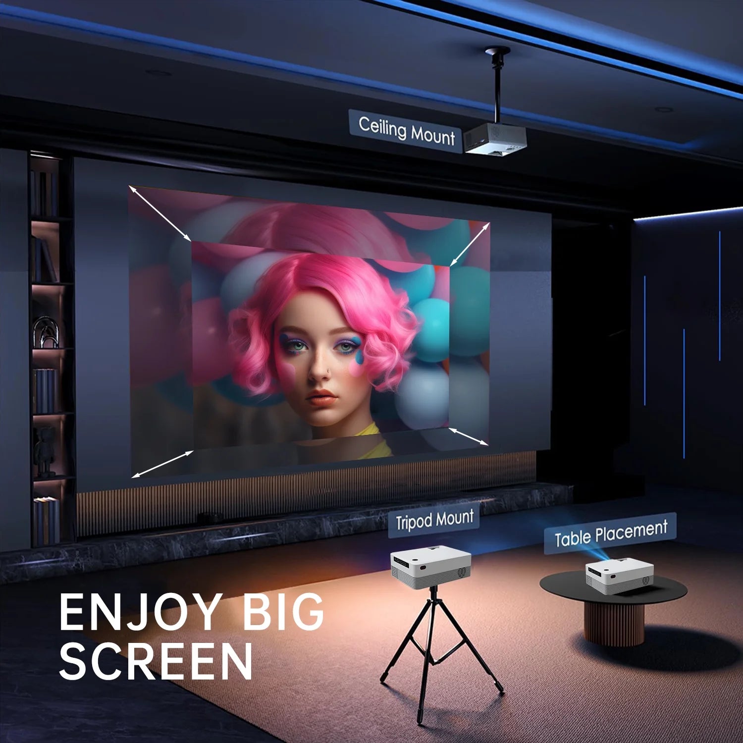 Mini Projector with 5G WiFi and Bluetooth, Native 1080p, Portable Indoor Outdoor N528822