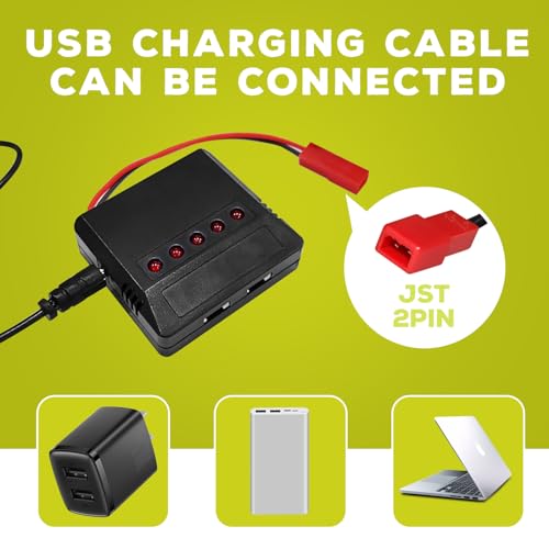 5PCS 3.7V 1200mAh 30C Lipo Battery with 5in1 Charger JST Plug for RC Quadcopters C7441