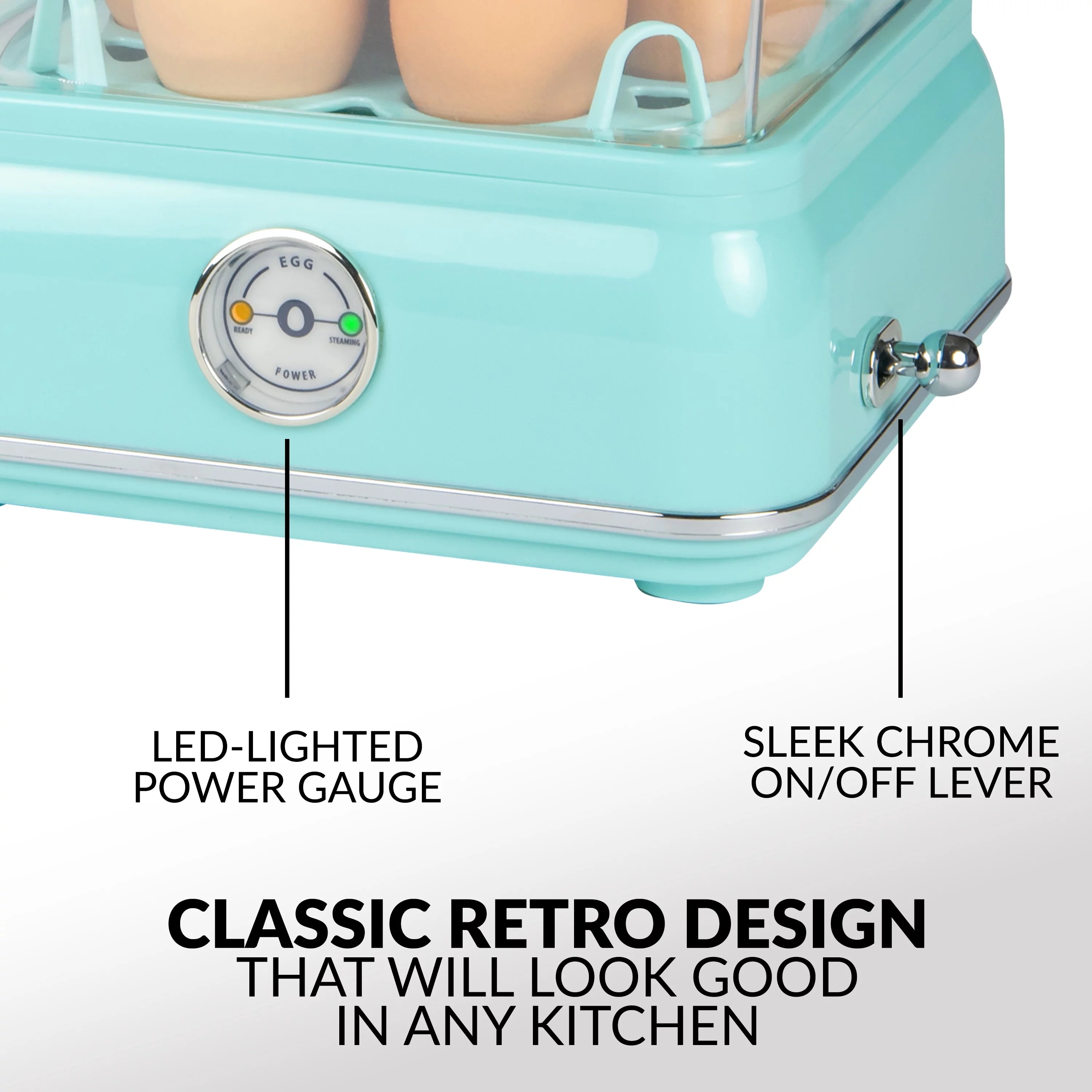 Retro 14-Capacity Egg Cooker, Aqua A958