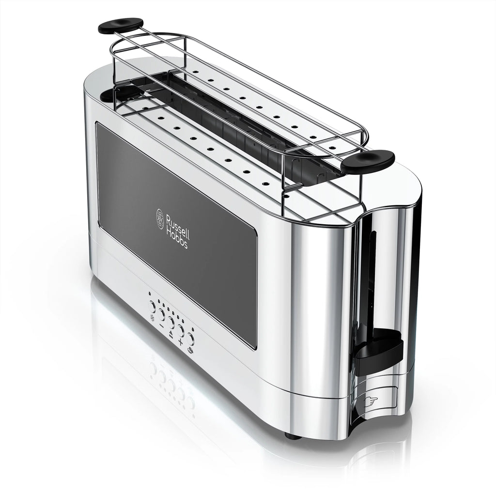 2-Slice Glass Accent Long Toaster, Black & Silver B6610