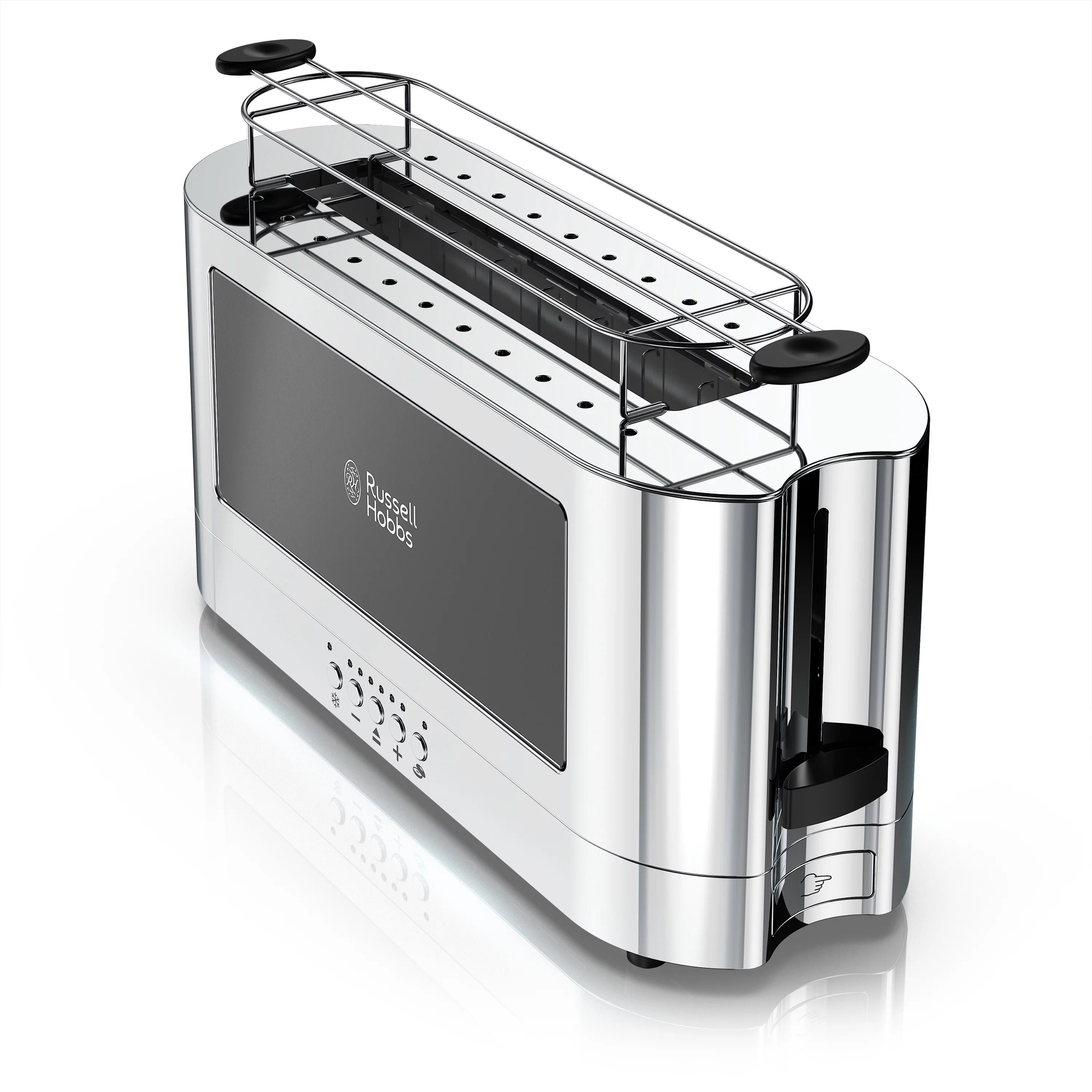 2-Slice Glass Accent Long Toaster, Black & Silver B6610