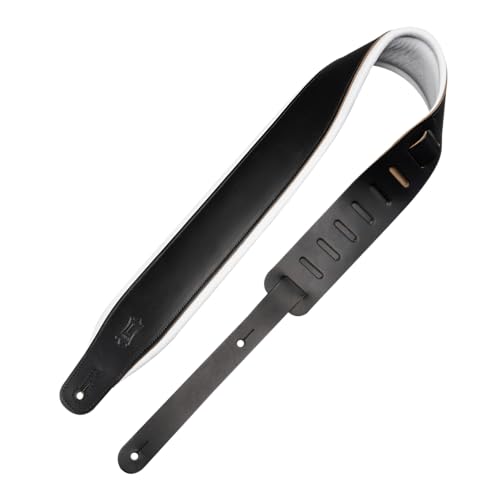 3" Wide Leather Guitar Strap with Foam Padding, Black O895