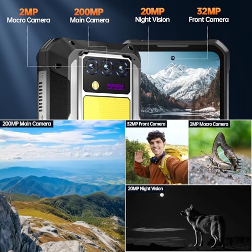 Rugged Smartphone 5G 33000mAh with Projector, 48GB+512GB Unlocked Android 14 Q4246