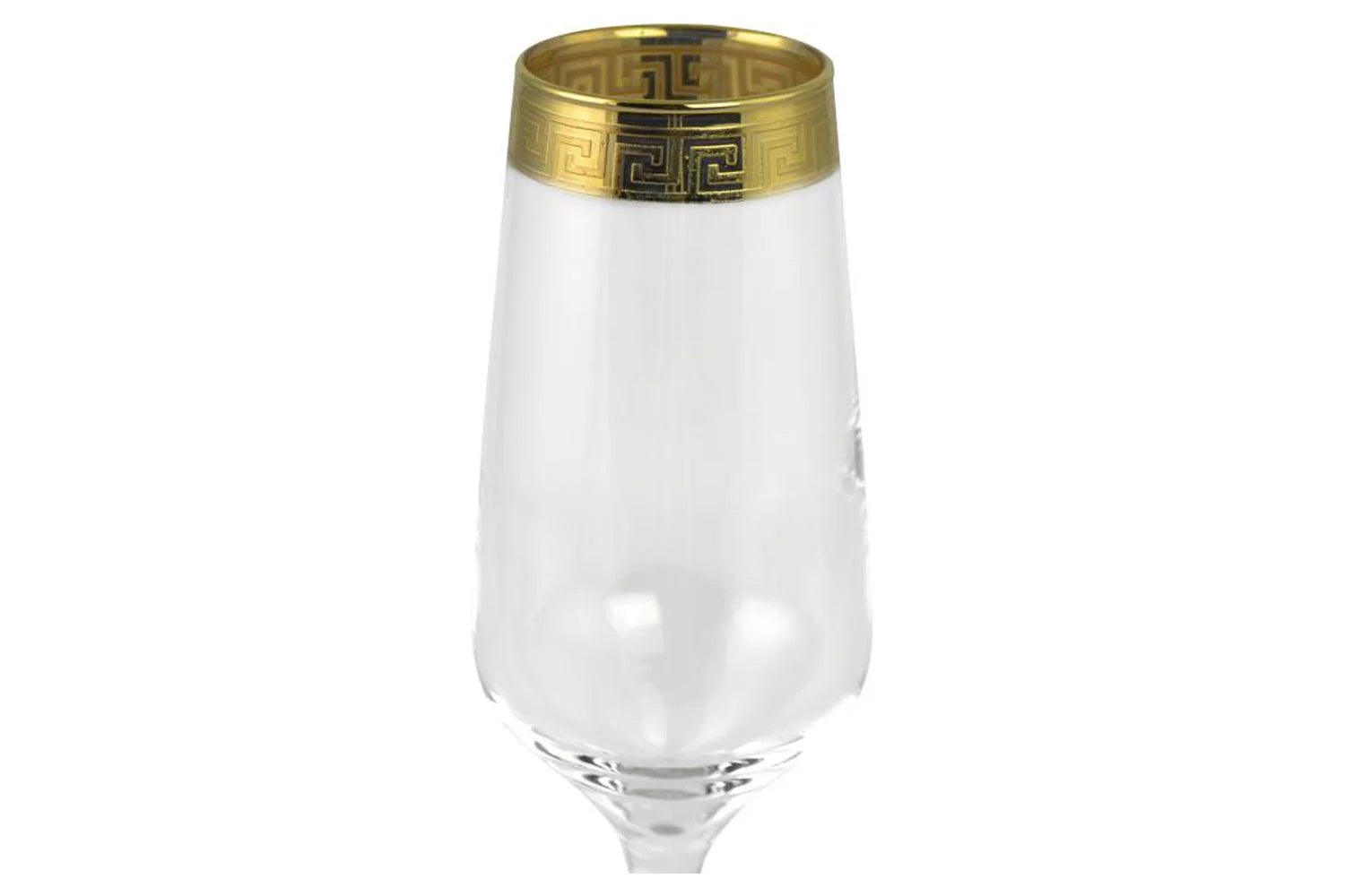 Flute Glass with Greek Key Design, 6 Piece Q212