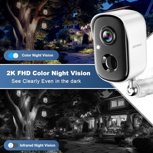 Wireless Outdoor Security Camera, 2K Battery Powered, AI Motion Detection, Color Night Vision L183343