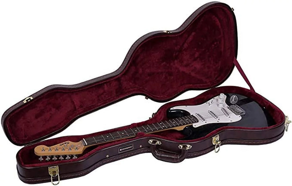 Crossrock Telecaster and Stratocaster Style Electric Guitar Wooden Hard Case