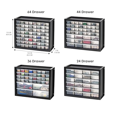 Screw Tool Organizer Small Parts Cabinet Chest, 44-Drawer Hardware Storage, Black S931