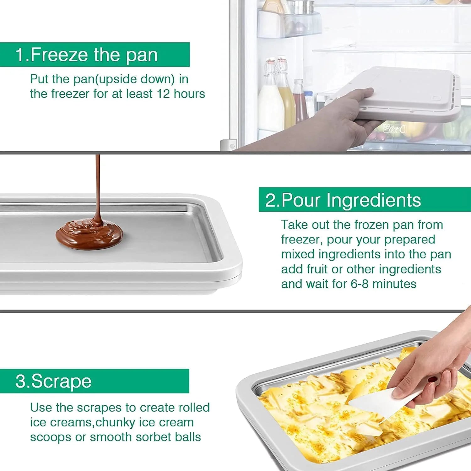Ice Cream Roll Maker with 2 Spatulas for Kids Family W629589